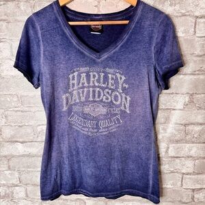 Harley-Davidson Blue,burn out, rhinestones,limited edition,bling,100%cotton